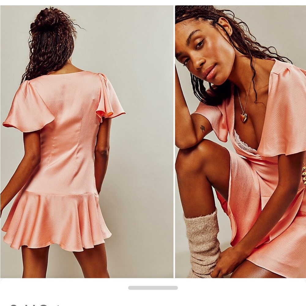 Free People BOHO Peach Dress with Button Detail - Picture 3 of 7